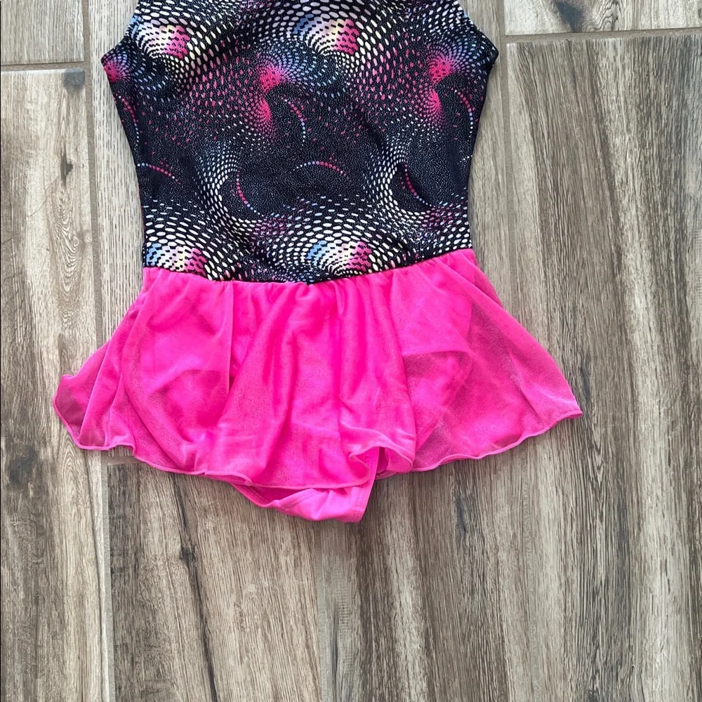 Pink and Black Dance Leotard with Skirt